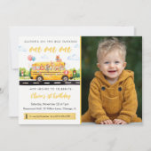 One One One School Bus 1st Birthday Invitation Kaart (Voorkant)