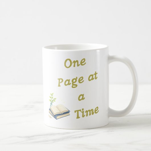 One Page at a Time – Mindful Reading Design Koffiemok (Rechts)