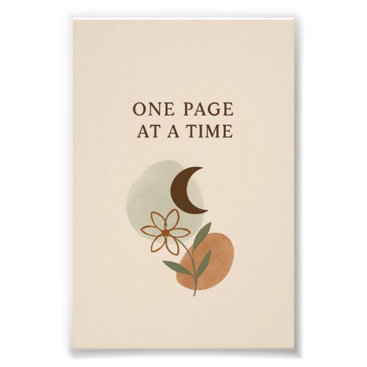 "One Page at a Time" Motivatie Poster (Voorkant)