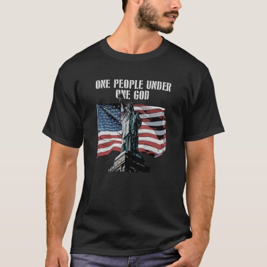 One People under One God Patriotic American Patrio T-shirt (Voorkant)
