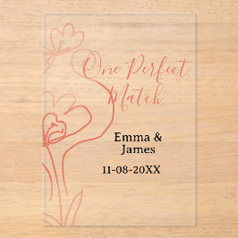 One Perfect match terracotta wedding couple name f Acryl Uitnodigingen