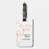 One Perfect match terracotta wedding couple name f Bagagelabel (Achterkant verticaal)