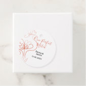 One Perfect match terracotta wedding couple name f Bedankjes Labels (In situ)