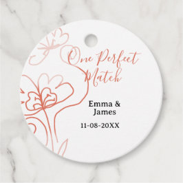 One Perfect match terracotta wedding couple name f Bedankjes Labels