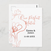 One Perfect match terracotta wedding couple name f Briefkaart (Voorkant / Achterkant)