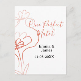 One Perfect match terracotta wedding couple name f Briefkaart