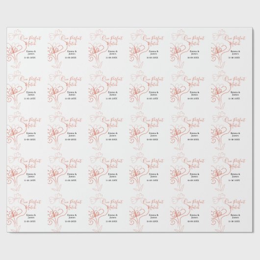 One Perfect match terracotta wedding couple name f Cadeaupapier (Vlak)