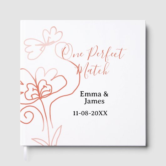 One Perfect match terracotta wedding couple name f Gastenboek (Voorkant)