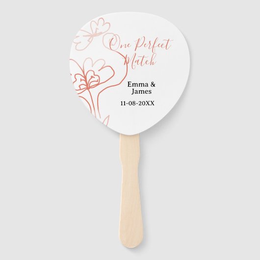One Perfect match terracotta wedding couple name f Handwaaier (Voorkant)
