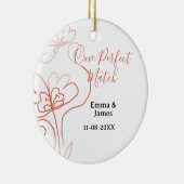 One Perfect match terracotta wedding couple name f Keramisch Ornament (Rechts)
