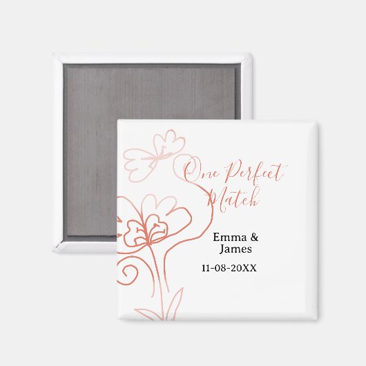 One Perfect match terracotta wedding couple name f Magneet (Voorkant / Achterkant)