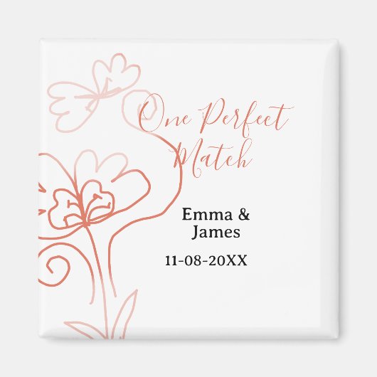 One Perfect match terracotta wedding couple name f Magneet (Voorkant)