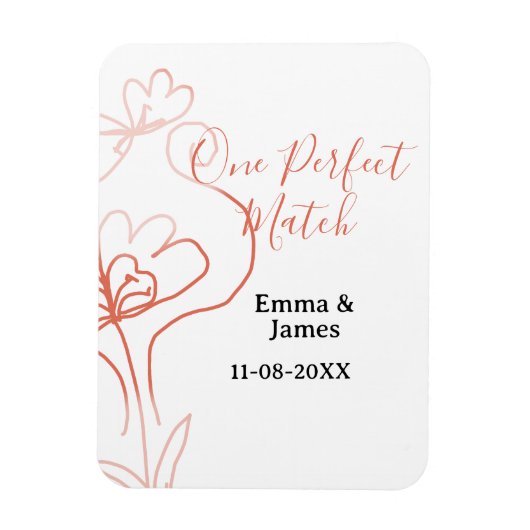 One Perfect match terracotta wedding couple name f Magneet (Verticaal)