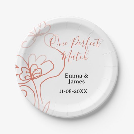 One Perfect match terracotta wedding couple name f Papieren Bordje (Voorkant)