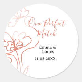 One Perfect match terracotta wedding couple name f Ronde Sticker