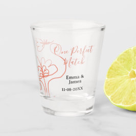 One Perfect match terracotta wedding couple name f Shot Glas
