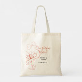 One Perfect match terracotta wedding couple name f Tote Bag (Achterkant)