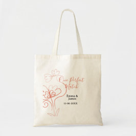 One Perfect match terracotta wedding couple name f Tote Bag