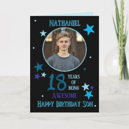 One Photo 18th Birthday Card For Son Kaart