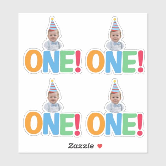  One Photo birthday Cupcake Topper Sticker (Vel)