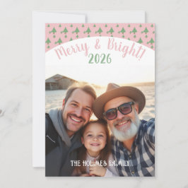 One Photo Christmas Family Cuie Roze Feestdagenkaart