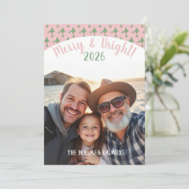 One Photo Christmas Family Cuie Roze Feestdagenkaart