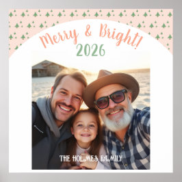 One Photo Christmas Family Cuie Roze Poster