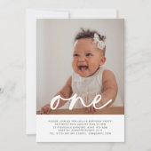 One Photo First Birthday Invitation Kaart (Voorkant)