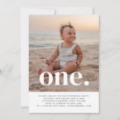 One Photo First Birthday Invitation Kaart (Voorkant)