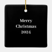 One Photo Heart Lijst Zwart-wit Keramisch Ornament (Achterkant)