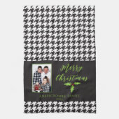 One Photo Holiday Black and White Houndstooth Theedoek (Verticaal)