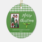 One Photo Holiday Green en White Houndstooth Keramisch Ornament (Links)
