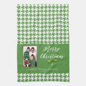 One Photo Holiday Green en White Houndstooth Theedoek (Verticaal)