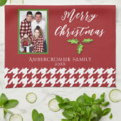 One Photo Holiday Red and White Houndstooth Theedoek (Gevouwen)