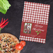 One Photo Holiday Red and White Houndstooth Theedoek