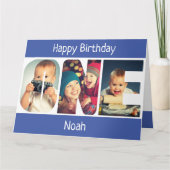 ONE Photo Letters Blue Boys 1e Verjaardag Kaart (Voorkant)