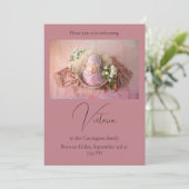 One Photo Mauve Baby Birth Announcement Card Aankondiging (Staand voorkant)
