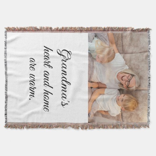 One Photo Modern Elegant Minimalistisch Zwart Scri Deken (Voorkant)