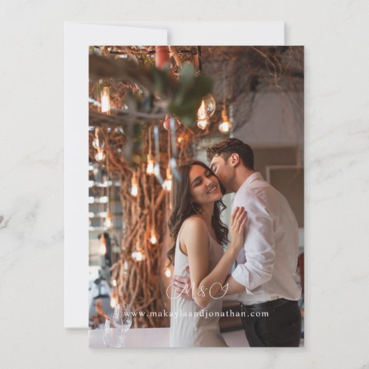 One Photo Modern Vertical 9 Wedding Kaart (Achterkant)