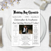 One Photo Newspaper QR Code White Wedding Program