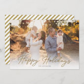  One Photo Rustic Gold Script Happy Feestdagenkaart (Voorkant / Achterkant)