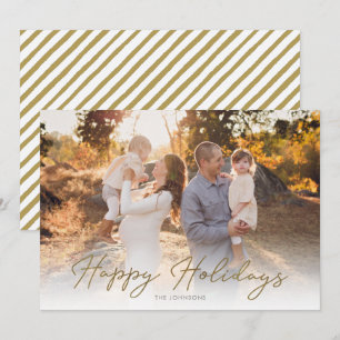  One Photo Rustic Gold Script Happy Feestdagenkaart