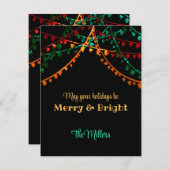 One Photo Unieke Kleurrijke Kerstverlichting Vroli Feestdagenkaart (Voorkant / Achterkant)