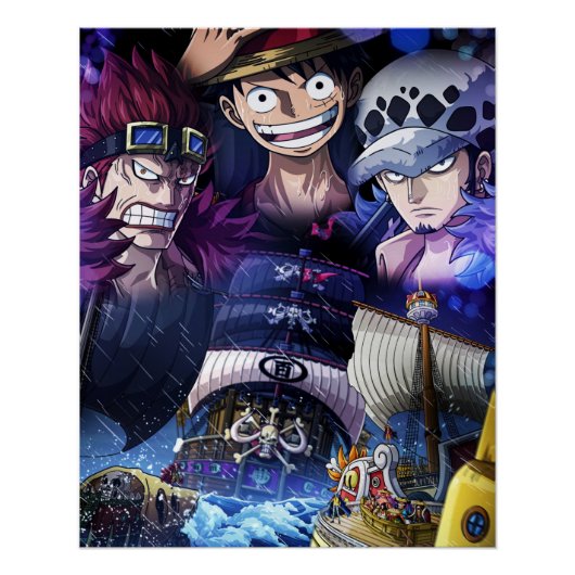 One piece, Law, Luffy en Captain Kid Perfect Poster (Voorkant)