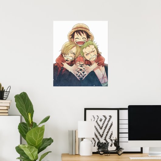 One Piece Luffy Zoro en Sanji Poster (Thuiskantoor)