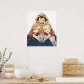 One Piece Luffy Zoro en Sanji Poster (Keuken)