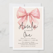 One Pink Bow Coquette Eerste Verjaardag Kaart (Voorkant)