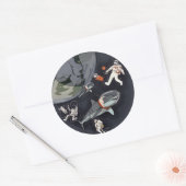 One Planet One Chance - Earth Day (Cartoon textuur Ronde Sticker (Envelop)
