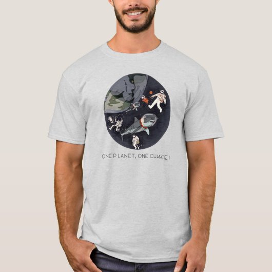One Planet One Chance - Earth Day (Cartoon textuur T-shirt (Voorkant)