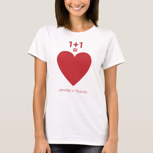 One Plus One is een gelijksoortige liefde, rood ha T-shirt (Voorkant)